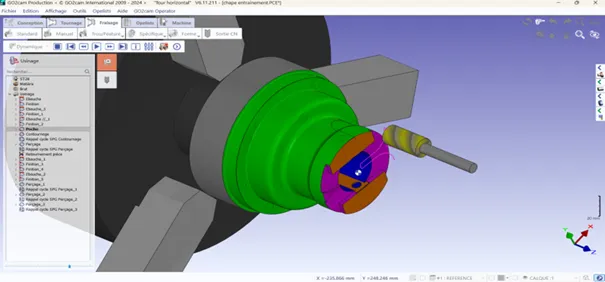 Modélisation CAO d’un usinage – Capture d’écran d’un logiciel de conception assistée par ordinateur (CAO).